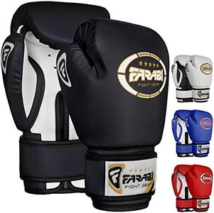 Farabi Kids Boxing Gloves Training Punching Bag Gloves Sparring Gloves for 3-8 Years Boys Girls Teen 4-oz (Black)