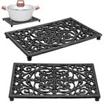 Sumnacon 2Pcs Rectangle Cast Iron Trivet - Heat Resistant Iron Trivet for Hot Dish Pot Pan Plate Teapot, Rustic Cast Iron Hot Dish Plate Holder for Kitchen Dining Table Countertop Cooktop