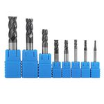 8 PCS Carbide End Mill Cutter, 2-12mm 4 Flutes Carbide End Mill Set - Tungsten Steel Milling Cutter Tool Kit - For Carpentry, Drill Machining Tool - For Aluminum, Copper, Carbon Steel