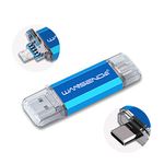 WANSENDA 3 in 1 OTG 128GB 256GB USB Flash Drive USB 3.0/3.1 & Type-C & Micro USB Photo Stick for Android Phone/Tablet/Computer (512GB, Blue)