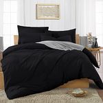 BALAJI EXPORT - 1000 Thread Count, 3 Piece Rajai/Duvet/Quilt Cover Set with Zipper, 100% Cotton - Duvet Cover and Pillow Cover, Luxury Duvet Cover Set-King Size Black Solid