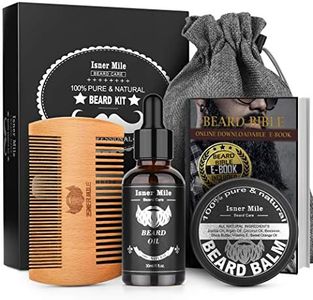 Kit Barba Per Uomo Con Olio Per Barba, Pettine Per Barba, Balsamo Per Barba, Sacchetto Di Conservazione