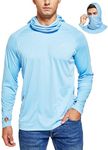 Willit Men's Sun Protection Hoodie UPF 50+ Fishing Hiking Shirt Long Sleeve SPF UV Shirt Rash Guard Lightweight Blue L