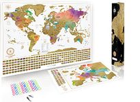 Scratch Off Map - Ultimate Watercolor Pack (World and Europe) | 2 Watercolor Scratch-Off Maps | 2 Personalized Travel Map Posters with Outlined States, Flags and Beautiful Colours