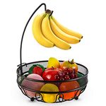 CLTYQ Fruit Basket Wired Fruit Bowl with Banana Hanger Hook, Vegetables Storage Rack Bread Snacks Stand