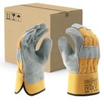 LINCONSON 5 Pack Heavy Duty Cow Split Leather Work Gloves with Safety Cuff Suitable for Construction, Warehouse, Gardening