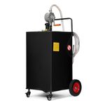 Portable Fuel Transfer Tank, 50 Gallon Heavy-Duty Fuel Caddy with Manual Pump & 4 Wheels, Spill-Proof Gas/Diesel Container for Secure Transport to Tractor, Boat, Truck, Black
