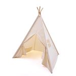 WATEVLOTCS Kids Play Teepee Tent with Carry Bag 43 x 43 x 63 Inch, Natural Cotton Canvas + Pine Wood Frame