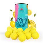 THE BODY BUCKET Mini Bath Bomb - Fluorescent Lemon Yellow (10 Grams Each -Pack of 15)|Natural And Handcrafted With Aromatic Fragrance|For Fizzes Spa & Pedicure|Perfect Bath Gift Set for Kids, Men & Women