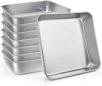 LIANYU 8 Pack 8 x 8 Inch Square Baking Cake Pan, Stainless Steel Brownie Bread Cake Molds, Square Bakeware for Lasagna Pie, Oven & Dishwasher Safe