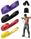 Victoper Resistance Bands (Set of 4) Pull Up Bands Elastic Stretch Fitness Bands for Pilates,Yoga and Muscle Training with Door Anchor and Storage Bag Yellow/Red/Black/Purple