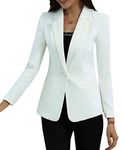 Yasong Women Long Sleeve Plain Casual Work Formal Suit Jacket Blazer White UK 14-16