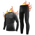 NOOYME Men's Thermal Underwear, Winter Long Johns for Men Thermal Quick Dry Base Layers Men Thermal Underwear Anti-Bacterial Hygroscopic Compression Mens Thermals Top And Bottoms for Run Ski Workout