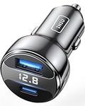 INIU Car Charger USB C, 66W Total Fast Charging Car Charger, All-Metal Mini 3A PD QC3.0 Dual Port [USB C+USB A] Car Adapter for iPhone 15 14 13 12 X Pro Max iPad Samsung S21 S20 MacBook Airpods