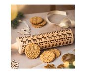 Scandinavian Christmas Embossing Rolling Pin. Laser Engraved Dough Roller with Christmas Pattern by Algis Crafts