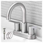 RAINMAX Bathroom Faucet, Brushed Nickel Stainless Steel Bathroom Sink Faucet, 3 Hole Faucet Bathroom Sink with Pop Up Drain and Supply Line, RV Lavatory Bar Vanity Sink Faucet, BF004L