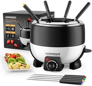 Homaider Electric Fondue Pot for Chocolate and Cheese - Fondue Set Includes 8 Dipping Forks, a High Power 800 Watt Fondue Melting Pot and Automatic Thermostat with Temperature Control