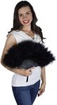 Zucker Small Marabou Feather Fan - Vintage Costume Folding Hand Fan - Burlesque Showgirl Decorative Folding Fans for Women