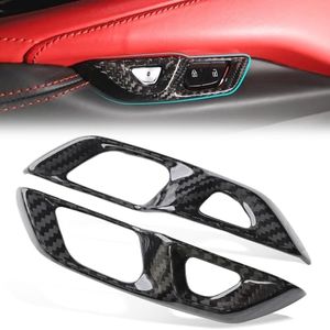 Etesan Real Carbon Fiber Door Lock Switch Button Covers Fit for Corvette C8 All Models Stingray Z51 Z06 E-Ray 2020-2025 2PCS
