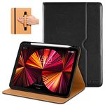 DTTO Case for iPad Pro 11 Inch 4th/3rd/2nd/1st Generation 2022/2021/2020/2018,Premium PU Leather Folio Stand Cover with Hand Strap,Fit iPad Air 4/5 - Auto Wake/Sleep,Multiple Viewing Angles, Black