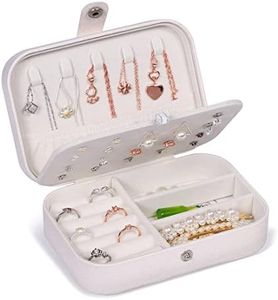 JOYUE Joyero Pequeña, Joyero portátil de Viaje para Mujer, Jewelry Organizer para Anillos Aretes Pendientes Pulseras y Collares, 16,5 x 11,5 x 5,5 cm (Blanco)