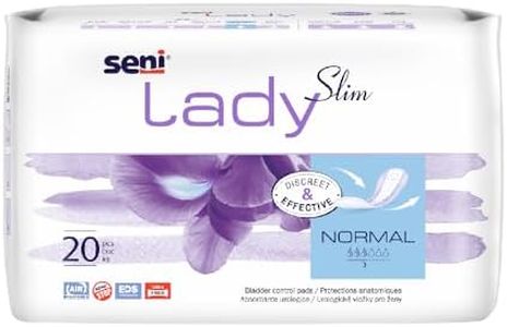 Seni Lady Slim Normal Bladder Control Pads | Light Incontinence | Highly Absorbent, Skin Friendly | Size 280 mm | Pack of 1 | 20 Pcs