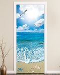 FLFK Door Sticker - 3D Door Mural Peel and Stick, Removable Self-Adhesive Ocean Door Wallpaper for Home Decor, 30.3"W x 78.7"L, Set of 2 Sheets