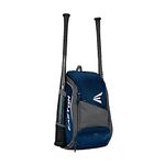 Easton GAME READY Bat & Equipment Backpack Bag | Baseball Softball | 2020 | Navy | 2 Bat Pockets | Vented Main Compartment | Vented Shoe Pocket | Zippered Valuables Pocket | Fence Hook - One Size (8064884)