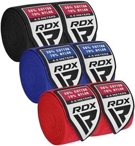 RDX Boxing Hand Wraps Inner Gloves, 4.5 Meter 180 Inches Elasticated Thumb Loop Bandages, Under Mitts Wrist Hand Protection, Muay Thai MMA Kickboxing Martial Arts, Punching Bag Speed Ball Training (Pack of 3)