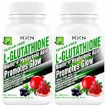 HXN Glutathione Tablets For Skin Whitening L-Glutathione 1000mg With, Hyaluronic Acid, ALA, Vitamin C, E, Biotin, And Collagen Supplements For Women To Promote Glow-120 Tablet (No Capsules Pack2)