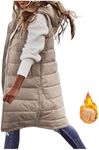 Women's Long Puffer Gilet Longline Casual Quilted Jacket Thick Hooded Bodywarmer Jacket Vest Full Zipper Sleeveless Down Trench Coats Thickened Warm Windbreakers Padded Waistcoat with Pocket