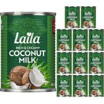 Laila Rich & Creamy Coconut Milk 400ml (Case of 12), Gluten Free Plant Based Milk, Lactose Free Thick Cream, Unsweetened Coconut Milk Tinned, Dairy Free Milky Liquid