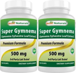 Best Naturals Gymnema Sylvestre Extract 500 mg 120 Vegetarian Capsules - Contains Minimum of 125mcg of Gymnemic Acid (Pack of 2)