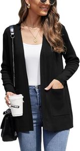 BEIGAI Cardigan da donna a maniche lunghe aperto sul davanti maglieria tinta unita scollo a V eleganti maglioni da donna con tasche, Nero , S