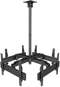 Mount-It! Ceiling Digital Signage Mount for 4 Flat Panel Displays | Commercial Grade Quad TV Ceiling Mount with Adjustable Height | Fits Up to VESA 600x400, 264 Lbs Capacity