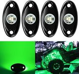 4 Pods LED Rock Lights, Ampper Waterproof LED Neon Underglow Light for Car Truck ATV UTV SUV Offroad Boat Underbody Glow Trail Rig Lamp (Green)