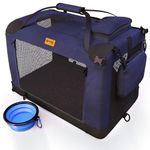 PetProved Dog Travel Crate Dog Carrier Cat Carrier Large Pet Carrier for Medium Dogs Puppy Carrier Soft Fabric Dog Car Crate Collapsible for Car (Navy 70 x 52 x 52 cm)