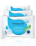 DYMACARE Unfragranced Bed Bath Wipes | Premium Unscented Skin Cleansing Shower Wipes for Adults and Elderly | No Water Microwaveable Body Wet Wipes with Aloe Vera | 3 Packs (24 wipes in total)