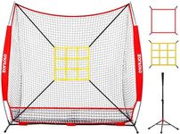 ZONLOLO 7×7FT Baseball Net with Tee,2 Strike Zones, Simple but Sturdy Construction with Non-Slip Rubber Bow Legs, Easy Set Up and Take Down, Great for All Levels' Pitching,Hitting,Fielding Practice.