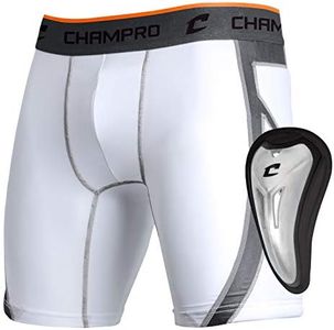 Champro Wind Up Compression Polyester/Spandex Sliding Short W/Cup, Adult Large, White