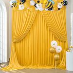 VK Vistook 20x12FT Wrinkle Wrinkle Free Decoration Backdrop Yellow Curtain Drapes Backdrop Panels Background for Photography Wedding Parties Birthday Anniversary Function 5x12 (4 Panels)