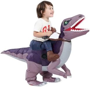 HSCTEK Inflatable Dinosaur Costume Toddler Boys Girls, Blow Up Velociraptor Costume Kids, Inflatable Ride On Dinosaur Halloween Costume Children