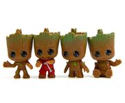 Arkanum Mini Groot Action Figure Superhero Keychain - Set of 4