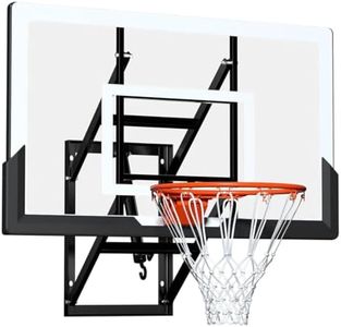 Wall Mounted Basketball Hoop Indoor Outdoor with 52 Inch Shatterproof Backboard, Adjustable Garage Wall Mount Basketball Goal System (52IN)