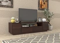 DRIFTINGWOOD Malvina Sheesham Wood Entertainment Tv Unit for Living Room | Free Standing Movable Low Height Tv Cabinet Sideboard | Tv Table with 2 Drawer, 2 Door Cabinet Storage | Walnut