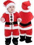 Baby Santa Costumes Unisex Infant Dress Up Clothing Christmas Footed Romper（6-12Months）