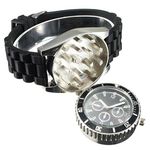 KYHSOM 2-in-1 Grinder Watch, 1.6 inch 2 Pieces Zinc Alloy Watch Grinders Crusher for Men and Women (Black)