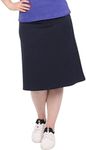 Kosher Casual Women's Modest A-Line French Terry Cotton Spandex Knee Length Sports Skirt Small Navy