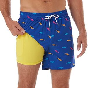 BRISIRA Mens Swim Trunks Quick Dry Swim Shorts 5 inch Inseam Stretch Water Beach Shorts with Compression Liner Zipper Pocket