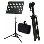 Metal Music Stand for Sheet Music Stand - Heavy Duty Fully Height Adjustable Foldable Orchestral Conductor Stand with Tripod Base Retractable 50-150cm for Projector Laptop Music Notes Book score Stand